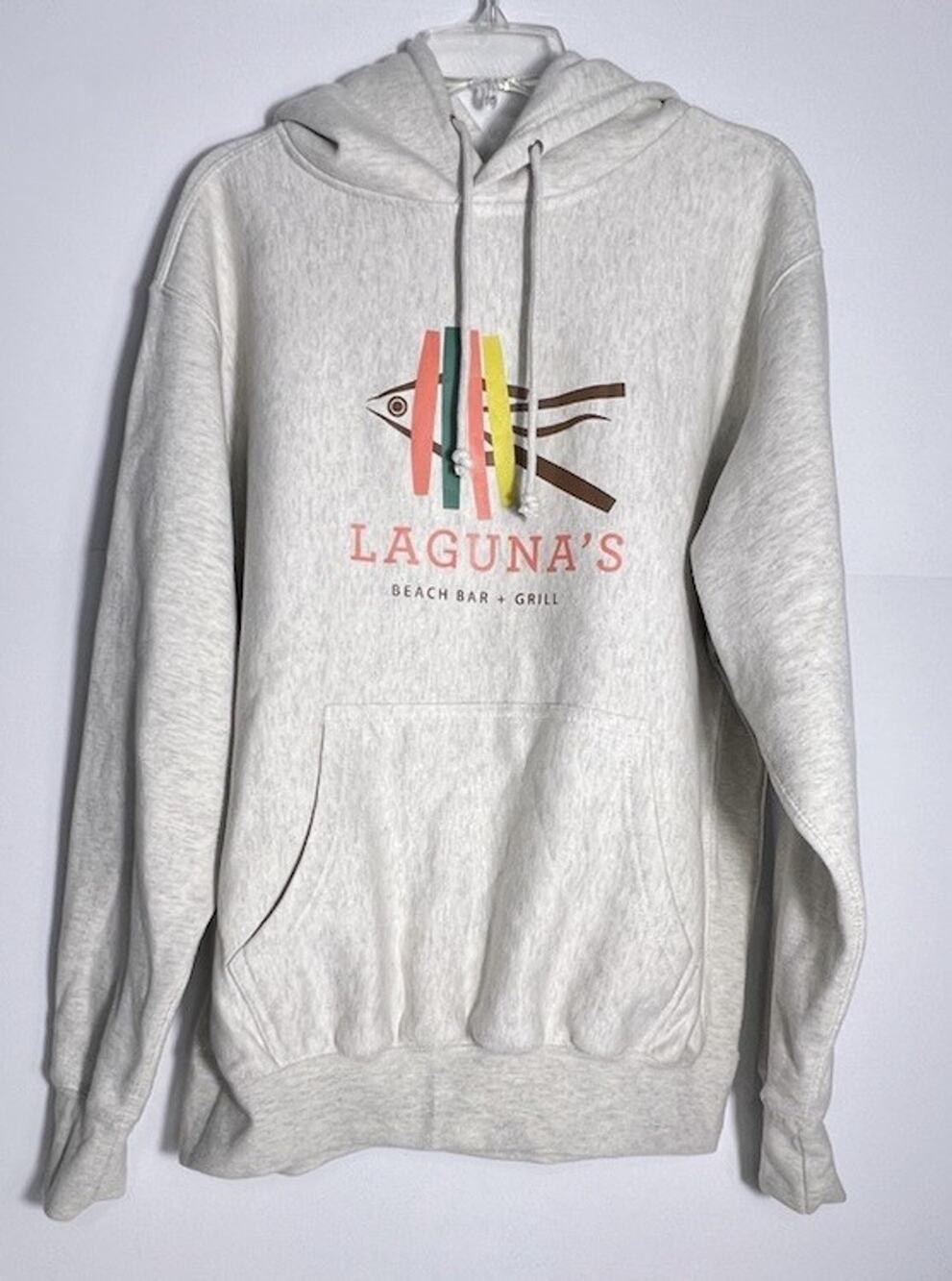 Vintage MV Pro Weave Sport Laguna Beach Bar & Grill Hoodie Medium Oatmeal Y2K